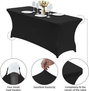 6FT Spandex <strong>Black</strong> <strong>Table</strong> Covers 4ft Fitted <strong>Table</strong> <strong>Clothes</strong> for 4 Foot Rectangle <strong>Tables</strong> - Product Image 3