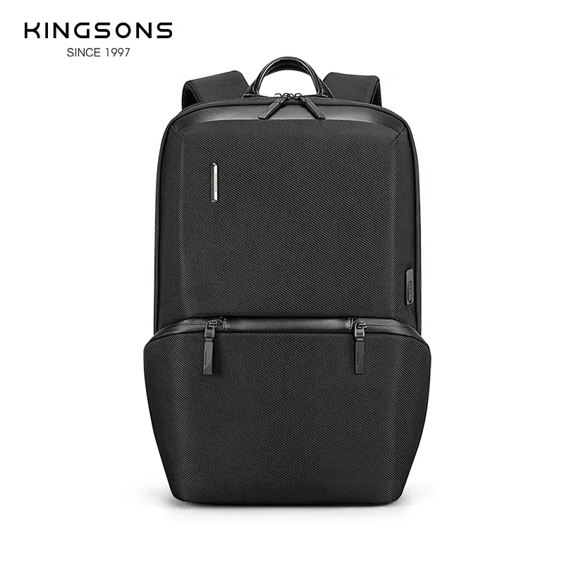 Kingsons modern new laptop travel waterproof backpack with USB Port 1800D polyester business card pocket Ipad bags for 15.6 inch