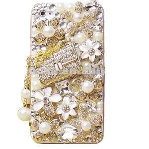 Luxury crystal bling diamond phone cover &flower case for iPhone 6