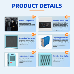 Déshumidificateur industriel et commercial Lingde 158L/D 333 PPD haute performance pour salle de culture, entrepôt, sous-sol, avec grandes roues et certification CE - Product Image 4