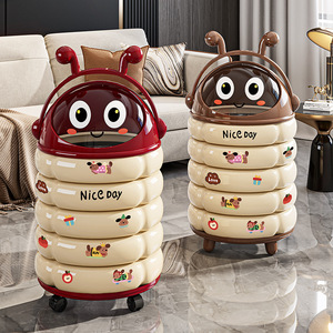 Caterpillar Trash Can With Handle <b>Sliding</b> Lid Double Bin <b>Large</b> Capacity For Bedroom Indoor Use - Product Image 1