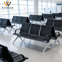 Nouveau modèle de banc d'attente moderne pour espaces publics, trois places, avec coussin en PU, pour aéroport, terminal, hôpital, hall, bureau, extérieur, salle de sport