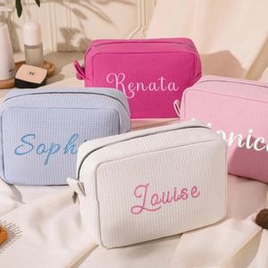 Pochette cosmétique brodée personnalisée, trousse de maquillage à fermeture éclair, trousse de toilette de voyage, cadeau - Product Image 1
