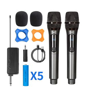 Système de microphone sans fil professionnel rechargeable à double micro, micro dynamique sans fil pour le <span class=keywords><strong>karaoké</strong></span>, le chant et le divertissement à domicile - Product Image 1