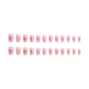<span class=keywords><strong>Faux</strong></span> <span class=keywords><strong>ongles</strong></span> à presser romantiques rose blush, forme cercueil moyenne, avec paillettes et roses 3D, réutilisables, en acrylique ABS, avec <span class=keywords><strong>colle</strong></span> pour doigts, pour femmes - Product Image 2