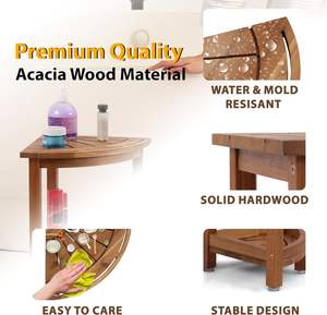 Taburete de ducha de esquina de madera de Acacia personalizado, Banco de ducha de teca impermeable, silla, patas de afeitado, reposapiés de estilo tradicional para Baño - Product Image 5