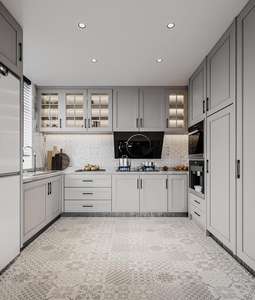 SANTOPOVA Cuisine sur mesure de style campagnard, armoires bleues modulaires, luxe, style shaker, bois, évier en granit, fourni par l'usine, PVC Prodeco - Product Image 1