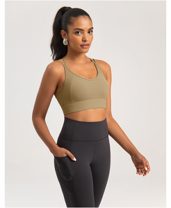 Soutien-gorge de sport rembourré pour femme de haute qualité, bretelles croisées, tissu doux à séchage rapide, léger pour les entraînements à domicile - Product Image 6