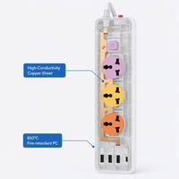 Multiprise universelle 3 voies personnalisable avec logo, colorée, prise UE, 3 ports USB, 1 port Type-C à charge rapide, protection contre les surtensions de bureau 10A en ABS