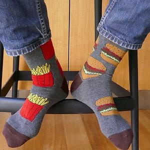 Vente en gros Nouveauté Fun Music Food Pattern AB Chaussettes Hommes Unisexe Crazy Funny Cotton Mismatched Crew Chaussettes - Product Image 2