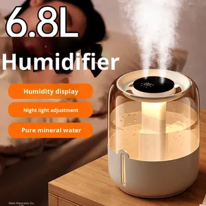 เครื่องเพิ่มความชื้นในอากาศพลาสติกขนาด 6.8 ลิตร แบบพ่นคู่ ความจุขนาดใหญ่ ใช้พอร์ต USB สำหรับใช้ในบ้าน เงียบ พร้อมไฟสร้างบรรยากาศและตั้งเวลาได้ ขายส่งจากโรงงาน - Product Image 2