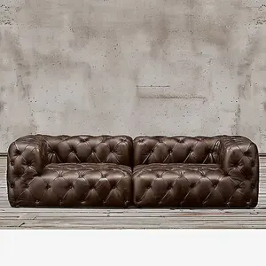 Home furniture American style chesterfield comfortable furniture living room tufted leather daybed