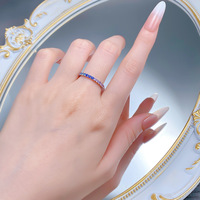Bague Longue pour Femme en Argent S925 Plaqué Or avec Saphir et Dégradé Lavande, Style Bohème, Entièrement Sertie de Diamants
