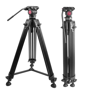 Trípode de aleación de aluminio para videocámara de alta resistencia con cabezal de arrastre fluido diseñado para cámara <span class=keywords><strong>DSLR</strong></span>/SLR - Product Image 1