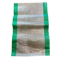 Sac tissé en PP transparent avec bordure verte, enduit imperméable, pour l'emballage des haricots, des céréales et des petites productions agricoles