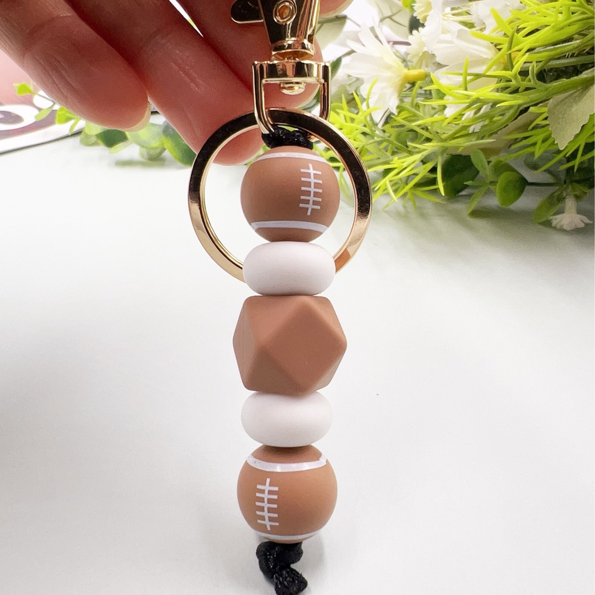 New Minimalist 3D Bear Silicone Wooden Cartoon Beaded Lanyard ID Necklace Key Tag Image 3