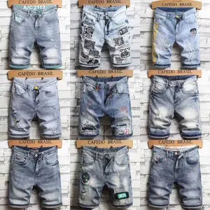 Summer short men's ripped washed jeans short brand clothing high quality cotton casual shorts denim shorts men's shorts