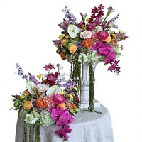 Nouvelle Boule Florale PPS Rose Vert Grenat en Soie pour Centre de Table Mariage, Événements et Décoration Intérieure