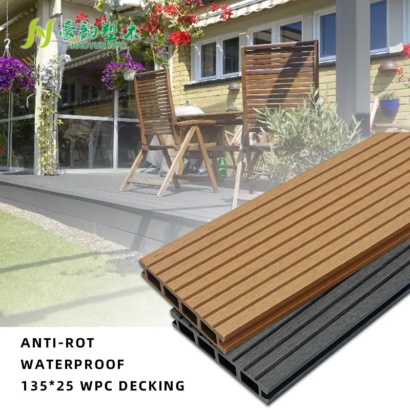 Cubierta de suelo impermeable para piscina, tabla de cubierta de plástico y madera para exteriores, reciclada, wpc, gran oferta
