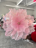 Fleur de pavot rose géante artificielle en soie, grande décoration florale pour mariage, fête, exposition en centre commercial