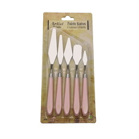 Lot de 5 spatules à crème avec manche en plastique pour outils de pâtisserie domestiques, décoration de gâteaux, kit de couteaux à palette artistique