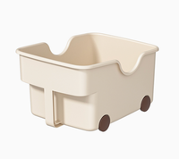 Boîte de rangement de cuisine moderne en plastique PP écologique, multifonctionnelle avec poignée et roulettes, bac coulissant pour garde-manger, vaisselle et assaisonnements