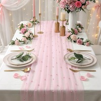 Chemin de table de mariage en maille rose perlée, style nordique, tridimensionnel, avec motif paysager, pour la décoration des chaises de banquet