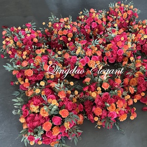 EG-WD164 pesta pengantin bunga tengah meja buatan merah muda sutra panas bola bunga mawar oranye bola bunga merah muda