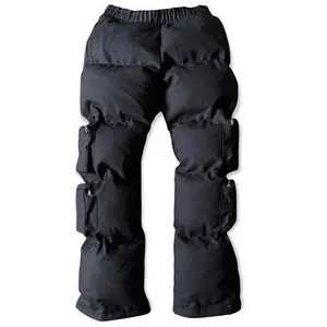 Wholesale Logo Custom Men Winter Quilted Pants Tactical Utility Cargo Pants Cotton Fleece Camp Puffer Pants