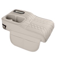 Boîte d'accoudoir de voiture en cuir avec coussin rehausseur, rangement central multifonctionnel, boîte à mouchoirs et porte-gobelet, réglable en hauteur