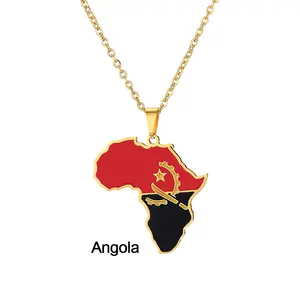 Customized Map Necklace African Angola Map Pendant Necklace