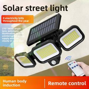 ไฟติดผนังสามหัวพลังงานแสงอาทิตย์สำหรับสนามสวนใหม่ไฟเซ็นเซอร์ตรวจจับร่างกายมนุษย์อายุการใช้งานแบตเตอรี่ยาวนาน - Product Image 2