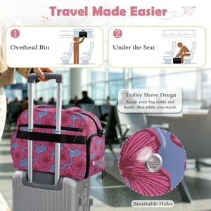 Nouveau Sac de Voyage Personnalisé en Polyester Imprimé Hibiscus Hawaïen – Sac de Week-end Imperméable pour Nuit ou Plusieurs Nuits - Product Image 5
