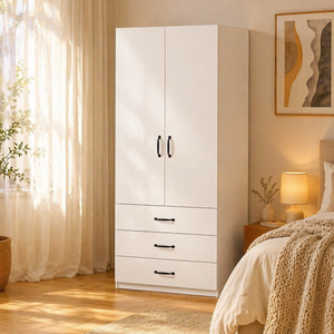 Armoires de placard sur mesure, ensemble de chambre à coucher, armoire en acier à deux portes <span class=keywords><strong>avec</strong></span> tringle de suspension et étagères, grand rangement pour chambres familiales - Product Image 1