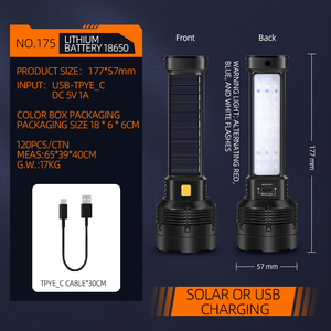 Lampe torche LED portable rechargeable à l'énergie solaire, avec charge USB, pour situations d'urgence et camping, alimentée par batterie - Product Image 5