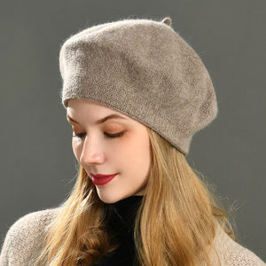 أنيقة مزدوجة الطبقة قبعة القبعات الفرنسية من الكشميرية مخصصة للشتاء البريطانية الحياكة عالية الجودة بالجملة قبعة الفنان أزياء الكبار - Product Image 4