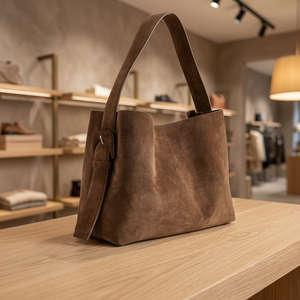 BS INTERNATIONAL Pochette élégante pour femme en cuir véritable léger avec fermeture éclair, imperméable, deux bretelles, durable pour les voyages - Product Image 2