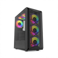 Boîtier d'ordinateur Black TDI1104W en verre trempé, format Mid Tower, pour PC de jeu
