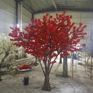 Árvore de casamento artificial flor de cereja vermelha