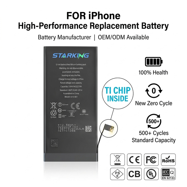 For Mobile Phone High Capacity Rechargeable Li-ion Polymer Battery for 6/7/8/11/11 Pro/12/13 Mini/14/15/16 Pro Max Stock