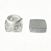 Pot carré en acrylique transparent de 10g avec couvercle argenté électroplaqué, vide, pour crème contour des yeux, emballage cosmétique personnalisé pour soins de la peau