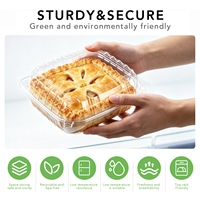 Conteneur en PET transparent de qualité alimentaire 100% sans BPA, recyclable, avec couvercle à clipser, empilable, robuste, gain de place pour les hamburgers, les sushis, les nouilles