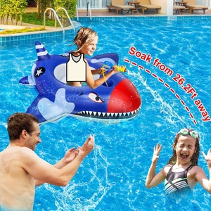 PVC Inflatable <b>Shark</b> Seat Ring 40 Inch with Water Squirt Gun Safety Seat for Kids Playing Pool <b>Toy</b> Games - Product Image 6