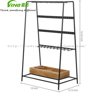 ที่เก็บเครื่องประดับโลหะทันสมัย Vino Modern พร้อมที่แขวนต่างหูแบบตั้งโต๊ะ วัสดุไม้เผา พร้อมขาตั้งโชว์ ปรับขนาดได้ พร้อมกล่องเก็บ - Product Image 6