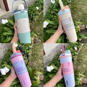 Owala Same Style Cross-Border 30oz <b>Portable</b> Insulated Cup 304 Stainless Steel Simple Dual Drinking Straw Car Cup - Product Image 4