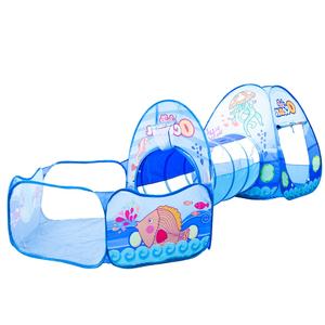 Tente de jeu pour enfants avec <span class=keywords><strong>Tunnel</strong></span> océan <span class=keywords><strong>piscine</strong></span> à balles avec panier cerceau pour tout-petits extérieur intérieur maison de jeux Pop up 3 en 1 pour enfants - Product Image 1
