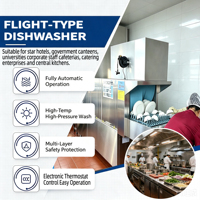 Hochtemperatur-Sterilisations-Flugspülmaschine für Restaurant, Hotel, Schule, Küche, Edelstahl Gewerbliche Spülmaschine