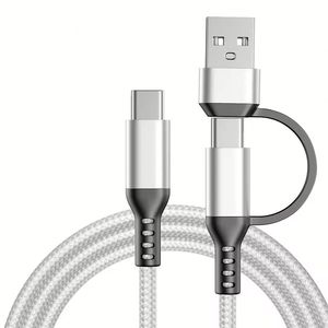 สายชาร์จและถ่ายโอนข้อมูลแบบ 2-in-1 ยาว 2 เมตร 6 ฟุต หัวต่อ Type C to Type-C และ USB-A รองรับกระแสไฟ 3A ผลิตจากอลูมิเนียมอัลลอยด์และไนลอนถัก สำหรับโทรศัพท์มือถือ - Product Image 2