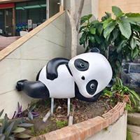 Sculpture de panda en fibre de verre personnalisée Décoration extérieure Grande sculpture d'animal Statue de panda grandeur nature à vendre