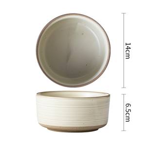 Personalize o seu logotipo padrão stoneware linha círculo amarelo círculo conjunto de tigelas de cerâmica tigelas - Product Image 1